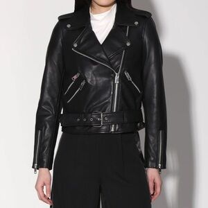 Walter Baker Black Leather Moto Jacket Asymmetrical Zipper